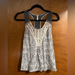 Boho Black and White Ikat Tank